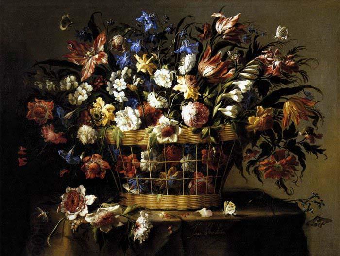 Arellano, Juan de Basket of Flowers c China oil painting art